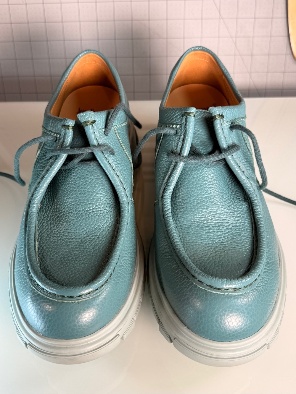 Men's Teal Casual Leather Shoes - Picture 3 of 15